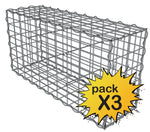 Lot de 3 Gabions 100x30x50cm
