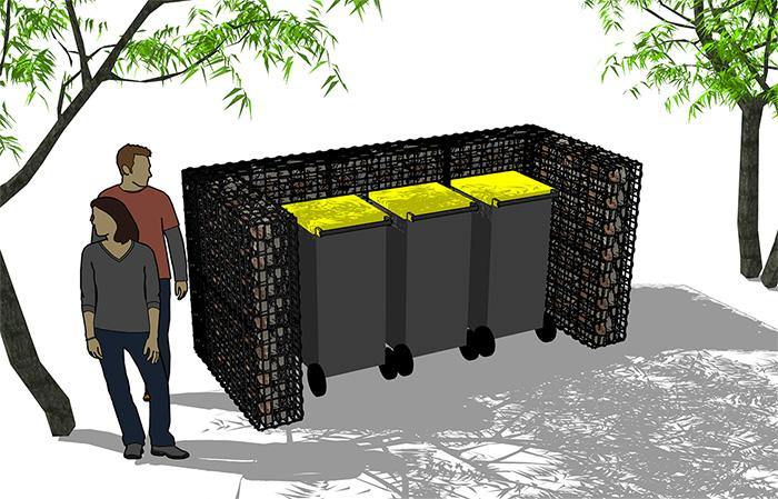 Kit gabion cache-poubelle (pour loger 3 poubelles à roulettes) - mongabiondiscount.com